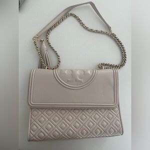 Large nude tory burch bag